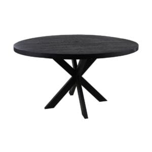 HSM Collection-Round Dining Table Melbourne-110x110x80-Black-Mango/Metal - Black, Fur, Red, Sand, Wit, Mango, Metal, Wood