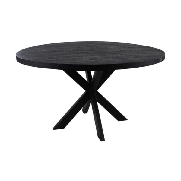 HSM Collection-Round Dining Table Melbourne-110x110x80-Black-Mango/Metal