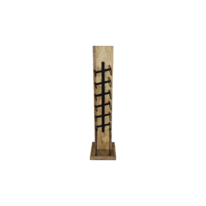 Standing wine rack 6 bottles - 30x30x120 - Natural/black - Metal - Black, Mango, Natural, Wit, Wood, Mango, Metal, Steel, Wood, Kitchen, Living