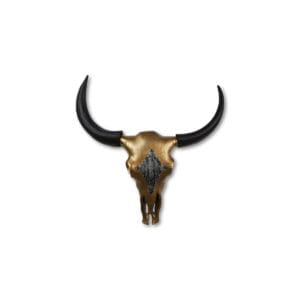 Buffalo head L - 80x80x10 - gold / black - metal. - Black, Gold, Red, Gold, Metal, Bed, Living