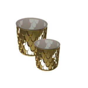 Side Tables Round S/2 - ø45x45/ø35x35 - Gold - metal/Glass - Gold, Glas, Glass, Gold, Metal Side Tables Round S/2 - ø45x45/ø35x35 - Gold - metal/Glass - Gold, Glas, Glass, Gold, Metal