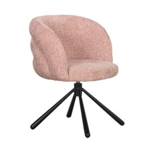 Pebble Rotating Chair Pastel Pink - Black, Iron, Pink, Red, Wit, Iron, Metal, Wood, Living