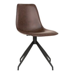Monaco Dining Chair with Swivel - Brown - set of 2 - Black, Brown, Wit, Leather, Steel