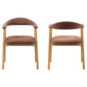 HSM Collection-Eetkamerstoel Ella Met Arm S/2-56x54x76-Terracotta/White Pigmented-Stof/Eiken - Brown, White, Wit HSM Collection-Eetkamerstoel Ella Met Arm S/2-56x54x76-Terracotta/White Pigmented-Stof/Eiken - Brown, White, Wit