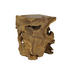 Stool Block - square - natural - teak - Brown, Iron, Natural, Teak, Wit, Iron, Rust, Teak, Wood, Iron, Solid, Teak