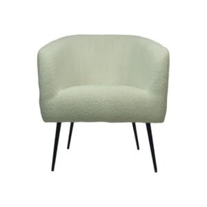 Fauteuil - 77x68x83 - White/Black - Teddy/bouclé/metal - Black, Red, White, Wit, Soft, Metal, Polyester, Living