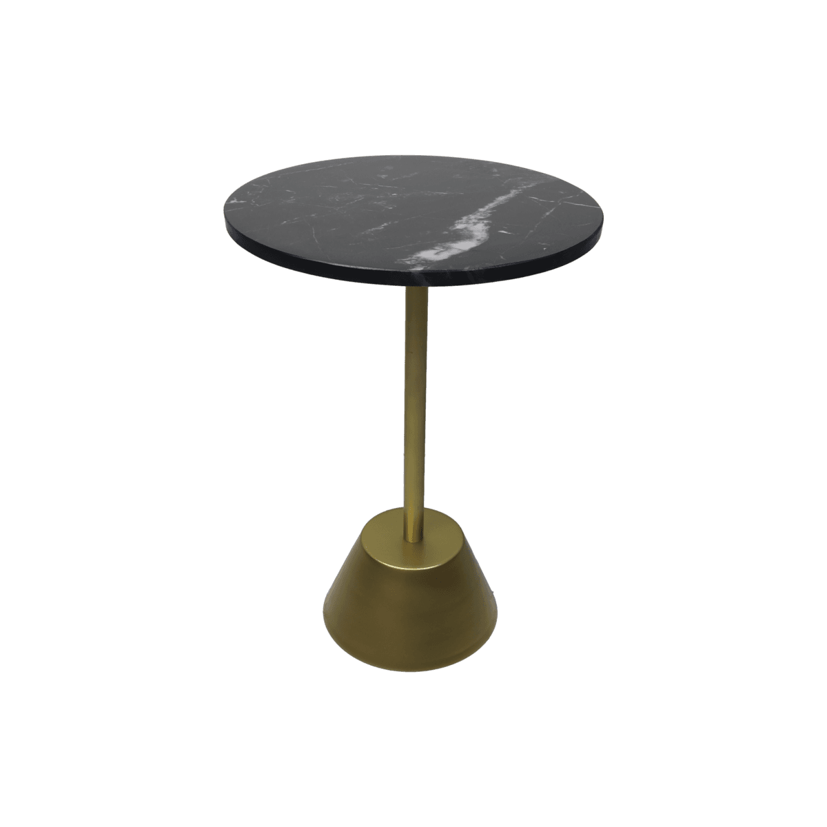 Round Side Table - ø40x55 - Black/Gold - Marble/metal