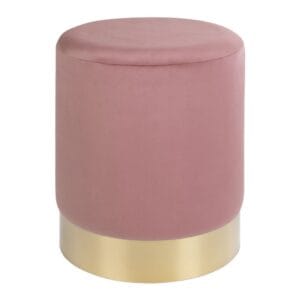 Gamby Pouf - Brass, Gold, Pink, Red, Wit, Gold, Metal, Steel, Velvet, Brass