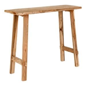 Girona Teak Console Table - Brown, Iron, Natural, Teak, Wit, Natural, Iron, Recycled Teak, Teak, Wood, Living