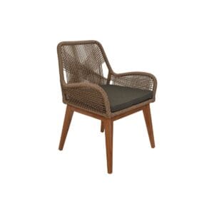 Garden chair Coco incl. cushion - 60x64x87 - Abaca/Natural - Teak/banana - Natural, Teak, Wit, Wood, Banana Leaf, Teak, Wood