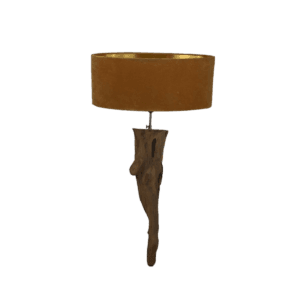 HSM Collection-Wall Lamp with Oval Shade-38x19x90-Brown/Beige-Teak/Fabric - Beige, Black, Brown, Teak, Wit, Metal, Teak, Wood