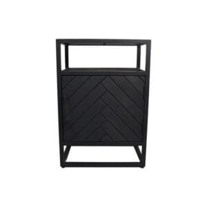 HSM Collection-Bedside Table 1 Door Right-45x32x65-Black-Mango/Metal - Black, Mango, Wood, Mango, Metal, Wood, Solid, Bed, Living, Mango