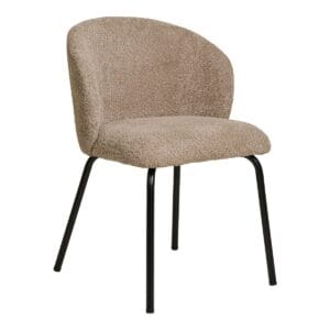 Safira Dining Chair - Beige, 58x56x79cm - Set of 2 - Beige, Black, Fur, Wood, Metal, Polyester, Steel, Wood