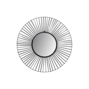 HSM Collection-Round Mirror Tarifa-ø90/ø40xD 8.5-Black-Metal - Black, Iron, Wit, Glas, Glass, Iron, Metal, Bed, Living