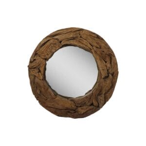 Round Mirror - 90x90x10 - Natural - Teak - Natural, Teak, Wit, Wood, Teak, Wood Round Mirror - 90x90x10 - Natural - Teak - Natural, Teak, Wit, Wood, Teak, Wood