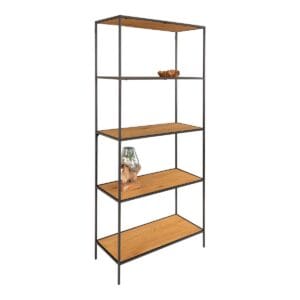 Vita Shelf - oak look, steel, 80x36x170cm - Black, Natural, Wood, Natural, Metal, Oak, Steel, Wood, Bed, Living Vita Shelf - oak look, steel, 80x36x170cm - Black, Natural, Wood, Natural, Metal, Oak, Steel, Wood, Bed, Living