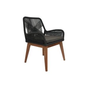 Garden chair Coco incl. cushion - 60x64x87 - Black/Natural - Teak/banana - Black, Natural, Teak, Wit, Wood, Banana Leaf, Teak, Wood, Teak