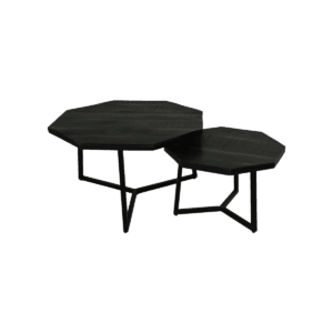 Coffee Table Urban - 72x72x41 - Mango wood/iron - Black - Set of 2 - Black, Iron, Mango, Wit, Wood, Iron, Mango, Steel, Wood, Urban
