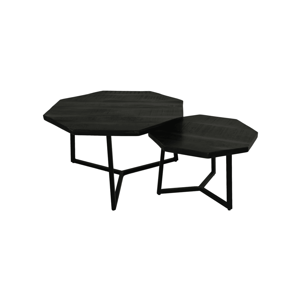 Coffee Table Urban - 72x72x41 - Mango wood/iron - Black - Set of 2