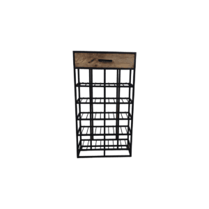 Wine rack 20 Bottles - 46x21x85 - Natural/black - Mango wood/iron - Black, Iron, Natural, Wit, Wood, Iron, Mango, Metal, Steel, Wood
