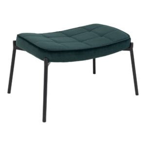 Glasgow Footrest - Black, Green, Wood, Metal, Polyester, Steel, Velvet, Wood
