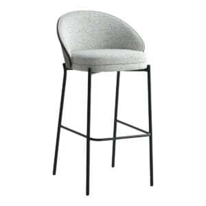 Canelas Bar Chair - Bar Chair, light grey with dark brown back and black legs - Set of 2 - Black, Brown, Grey, Wit, Steel