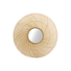 HSM Collection-Round Mirror-120x5x120-Natural-Bamboo - Bamboo, Bed, Living