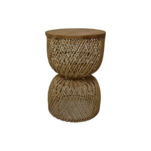 HSM Collection-Round Side Table-30x30x45-Natural-Rattan/Teak - Natural, Teak, Wit, Rattan, Teak, Living